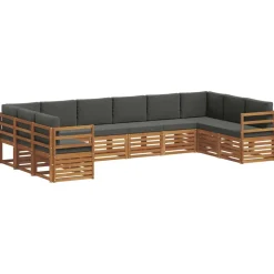 vidaXL Ensemble de canapé d'angle 10 pcs Naturel et Anthracite