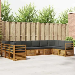 vidaXL Ensemble de canapé d'angle 10 pcs Naturel et Anthracite