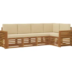 vidaXL Ensemble de canapé d'angle avec coussin 5 pcs Naturel et Beige