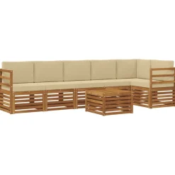 vidaXL Ensemble de canapé d'angle avec coussin 7 pcs Naturel et Beige