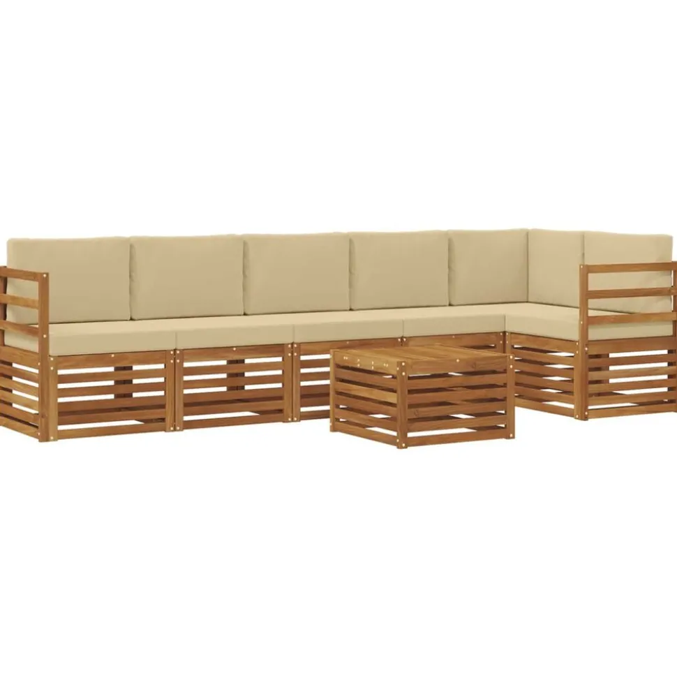 vidaXL Ensemble de canapé d'angle avec coussin 7 pcs Naturel et Beige