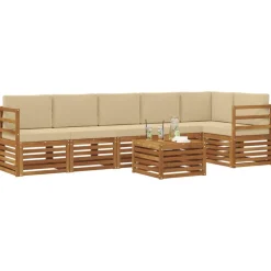 vidaXL Ensemble de canapé d'angle avec coussin 7 pcs Naturel et Beige
