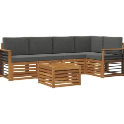 vidaXL Ensemble de canapé d'angle 6 pcs Naturel et Anthracite
