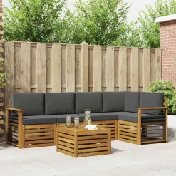 vidaXL Ensemble de canapé d'angle 6 pcs Naturel et Anthracite