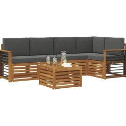 vidaXL Ensemble de canapé d'angle 6 pcs Naturel et Anthracite