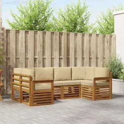 vidaXL Ensemble de canapé d'angle 6 pcs Naturel Bois d'Acacia Massif