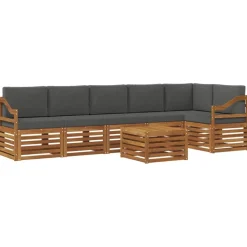 vidaXL Ensemble de canapé d'angle 7 pcs Naturel et Anthracite