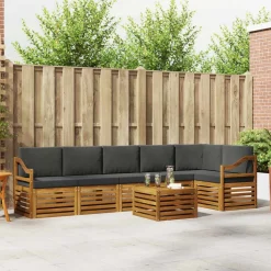 vidaXL Ensemble de canapé d'angle 7 pcs Naturel et Anthracite