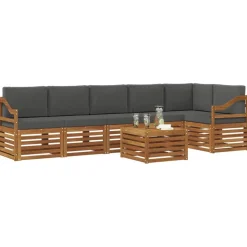 vidaXL Ensemble de canapé d'angle 7 pcs Naturel et Anthracite