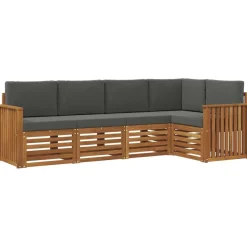 vidaXL Ensemble de canapé d'angle 5 pcs Naturel et Anthracite