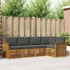 vidaXL Ensemble de canapé d'angle 5 pcs Naturel et Anthracite