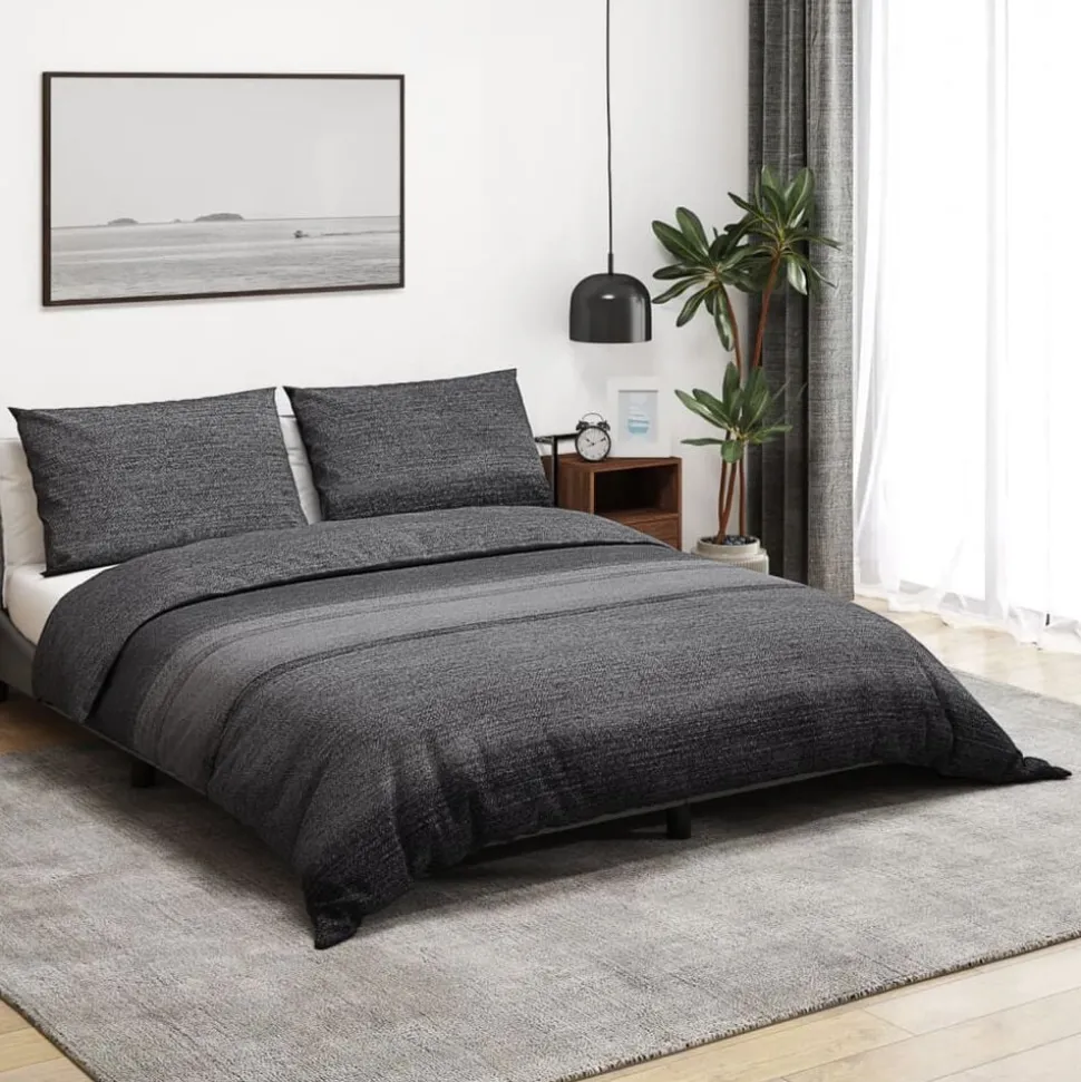 vidaXL Ensemble de housse de couette gris foncé 140x200 cm Coton
