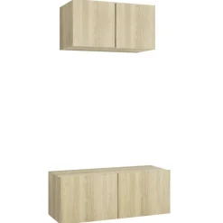 vidaXL Ensemble de meuble TV 2 pcs Chêne sonoma Bois d'ingénierie