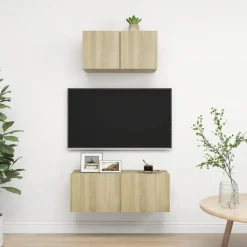 vidaXL Ensemble de meuble TV 2 pcs Chêne sonoma Bois d'ingénierie