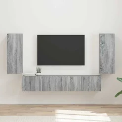 vidaXL Ensemble de meuble TV mural 4 pcs Gris Sonoma Bois d'ingénierie