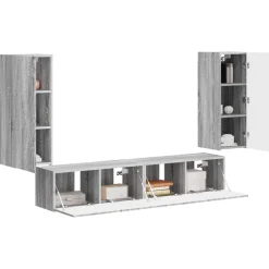 vidaXL Ensemble de meuble TV mural 4 pcs Gris Sonoma Bois d'ingénierie
