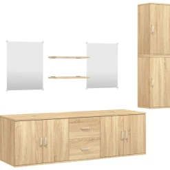 vidaXL Ensemble de meubles salle de bain 7 pcs chêne bois d'ingénierie