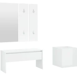 vidaXL Ensemble de meubles de couloir Blanc brillant Bois d'ingénierie