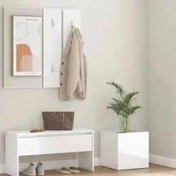 vidaXL Ensemble de meubles de couloir Blanc brillant Bois d'ingénierie