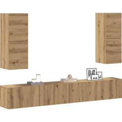 vidaXL Ensemble de meuble TV mural 4 pcs chêne artisanal