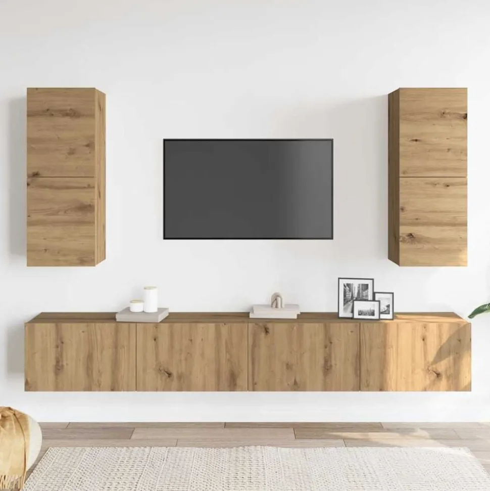 vidaXL Ensemble de meuble TV mural 4 pcs chêne artisanal