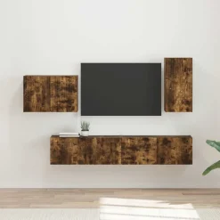 vidaXL Ensemble de meuble TV mural 4 pcs Chêne fumé Bois d'ingénierie