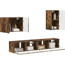 vidaXL Ensemble de meuble TV mural 4 pcs Chêne fumé Bois d'ingénierie