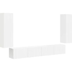 vidaXL Ensemble de meuble TV mural 4 pcs Blanc Bois d'ingénierie