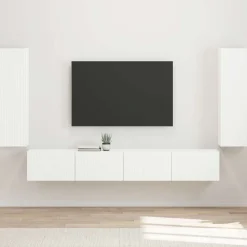 vidaXL Ensemble de meuble TV mural 4 pcs Blanc Bois d'ingénierie