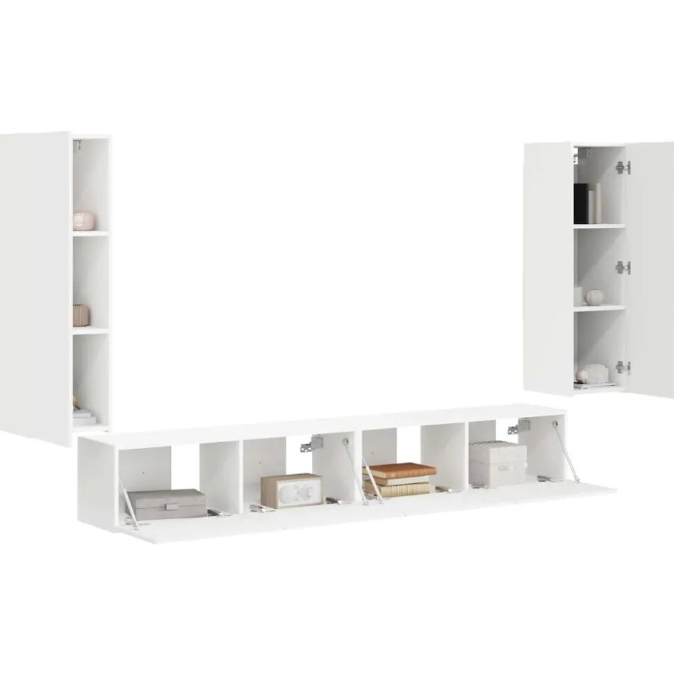 vidaXL Ensemble de meuble TV mural 4 pcs Blanc Bois d'ingénierie