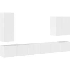 vidaXL Ensemble de meuble TV mural Montage mural 6 pcs Blanc brillant