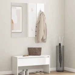 vidaXL Ensemble de meubles de couloir Blanc brillant Bois d'ingénierie