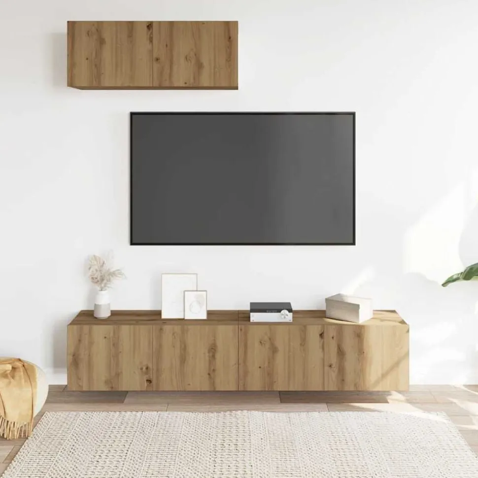 vidaXL Ensemble de meuble TV mural 3 pcs chêne artisanal