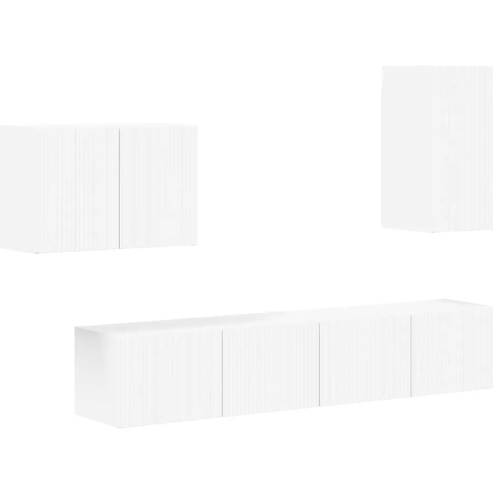 vidaXL Ensemble de meuble TV mural 4 pcs Blanc Bois d'ingénierie
