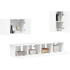 vidaXL Ensemble de meuble TV mural 4 pcs Blanc Bois d'ingénierie