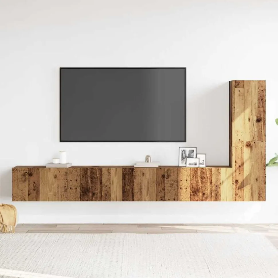 vidaXL Ensemble de meuble TV mural 3 pcs vieux bois bois d'ingénierie