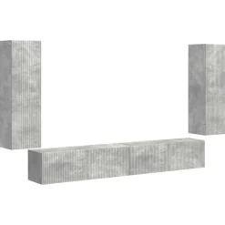 vidaXL Ensemble de meuble TV mural 4 pcs Gris béton Bois d'ingénierie