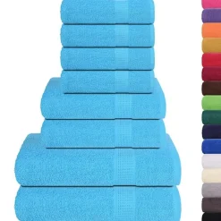 vidaXL Ensemble de serviettes FROGN 8 pcs turquoise 360 g/m²