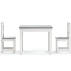 vidaXL Ensemble de table et chaises enfants 3 pcs Blanc et gris MDF