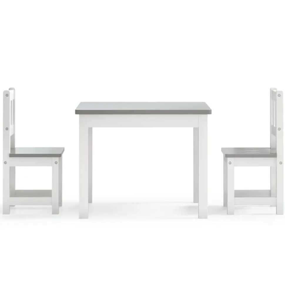 vidaXL Ensemble de table et chaises enfants 3 pcs Blanc et gris MDF