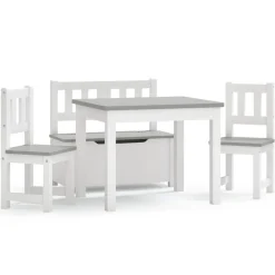 vidaXL Ensemble de table et chaises enfants 4 pcs Blanc et gris MDF