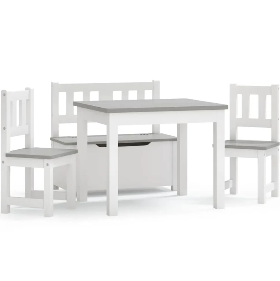 vidaXL Ensemble de table et chaises enfants 4 pcs Blanc et gris MDF