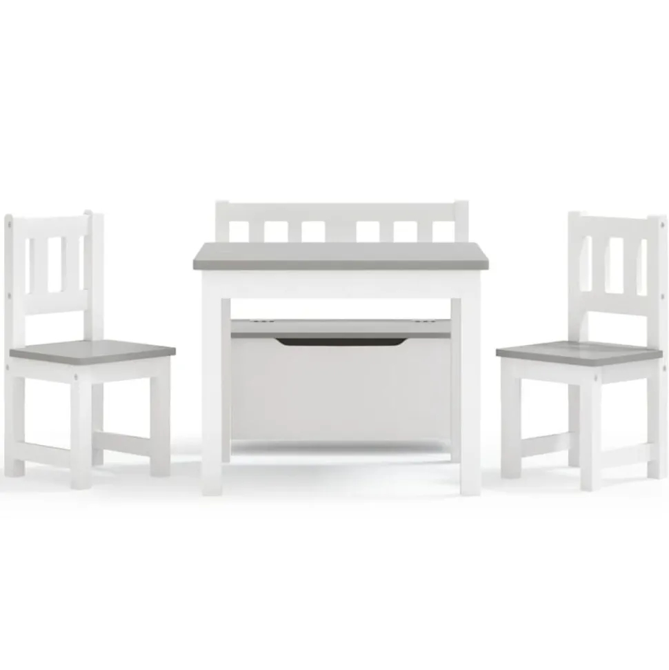 vidaXL Ensemble de table et chaises enfants 4 pcs Blanc et gris MDF