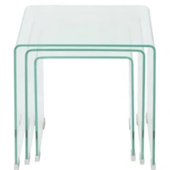 vidaXL Ensemble de tables gigognes 3 Pièces Verre trempé Transparent