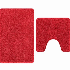 vidaXL Ensemble de tapis de bain antidérapants 2 pcs Rouge PP
