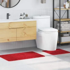 vidaXL Ensemble de tapis de bain antidérapants 2 pcs Rouge PP