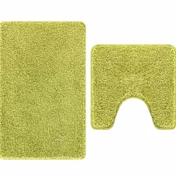 vidaXL Ensemble de tapis de bain antidérapants 2 pcs Vert PP