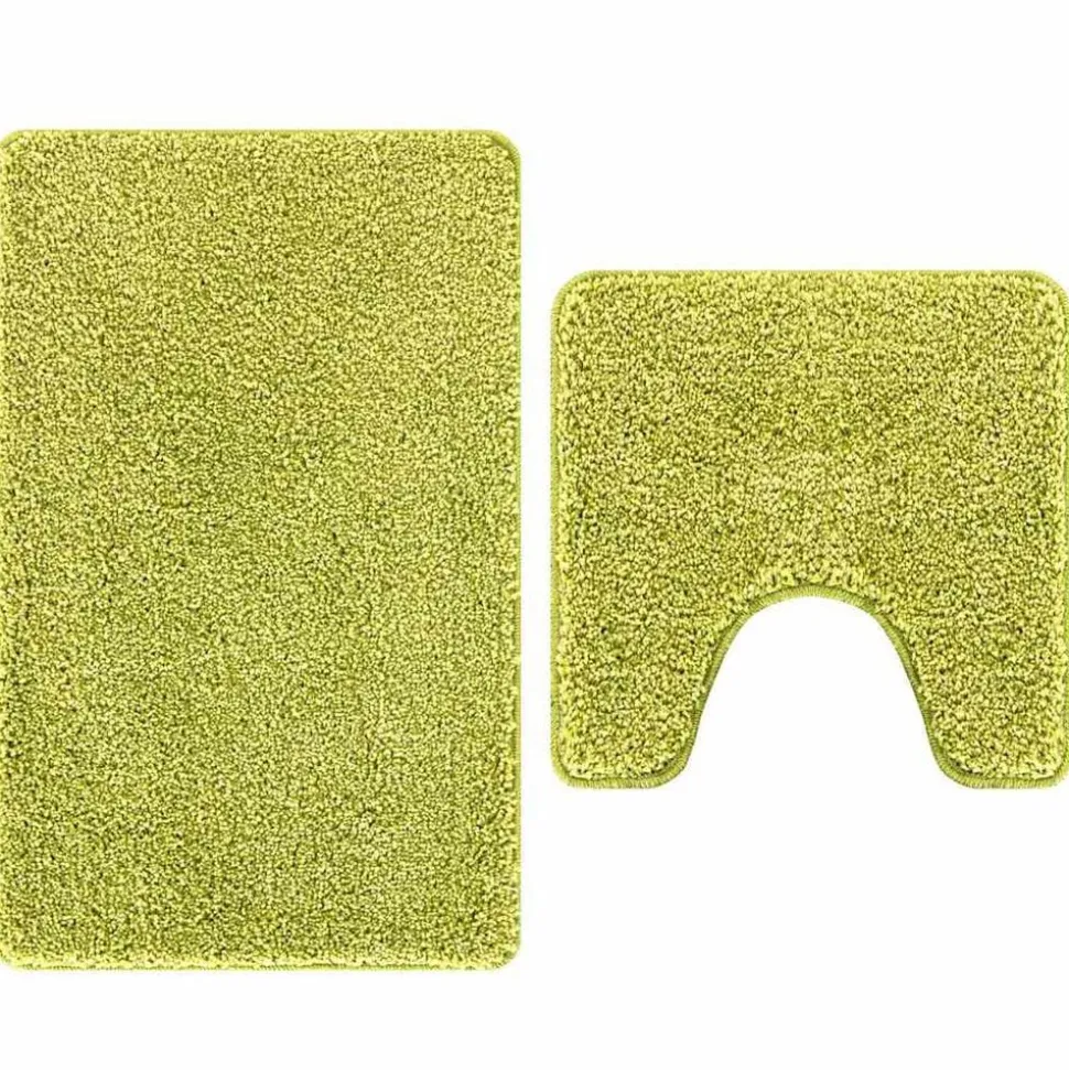 vidaXL Ensemble de tapis de bain antidérapants 2 pcs Vert PP