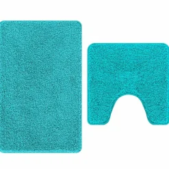 vidaXL Ensemble de tapis de bain antidérapants 2 pcs Turquoise PP