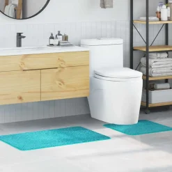 vidaXL Ensemble de tapis de bain antidérapants 2 pcs Turquoise PP